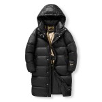 25年冬季爆款石墨烯钻石黑金长款过膝羽绒服男女情侣休闲时尚潮流加厚外套男