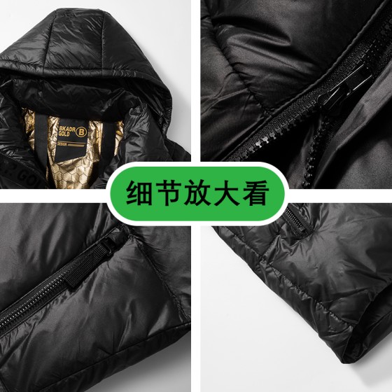 25年冬季爆款石墨烯钻石黑金长款过膝羽绒服男女情侣休闲时尚潮流加厚外套男