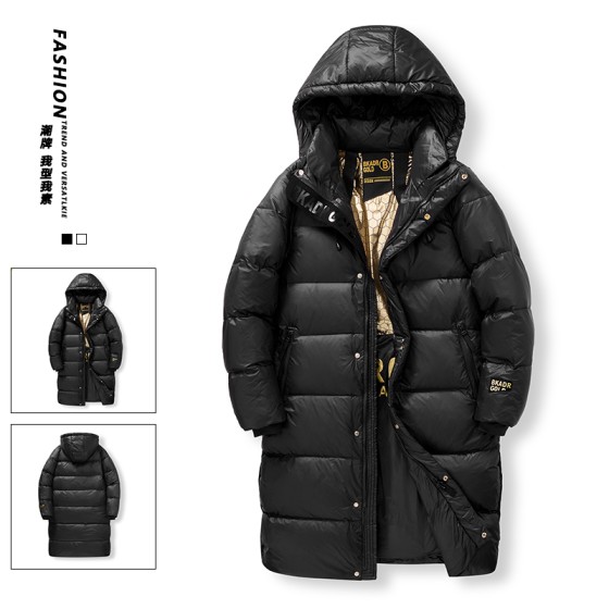 25年冬季爆款石墨烯钻石黑金长款过膝羽绒服男女情侣休闲时尚潮流加厚外套男