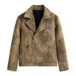 新款欧美美式复古皮夹克 高级感复古扎染水洗哑光工艺 潮流时尚痞帅机车皮衣